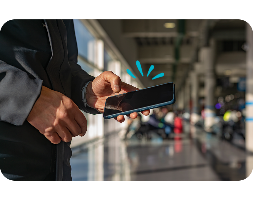 Close up of a mans hand on the phone